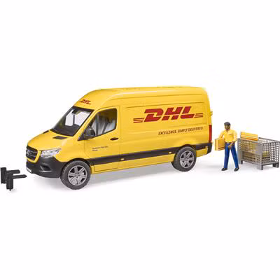 Bruder 02671 - MB Sprinter DHL mit Fahrer und Zubehör, 1:16