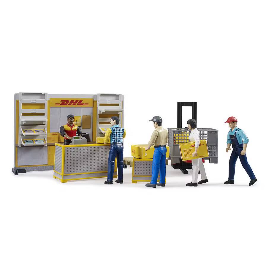 Bruder 62251 - bworld DHL Shop mit Handhubstapler – Bild 3